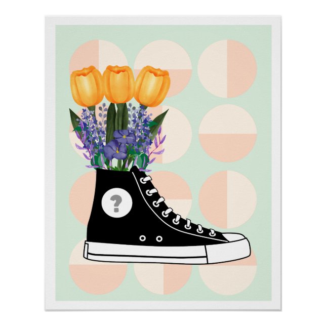Póster Poster aesthetic sneaker flowers soft grunge vibe (Frente)