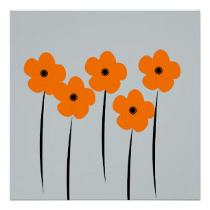 Póster Poster alaranjado abstrato das flores das anêmona