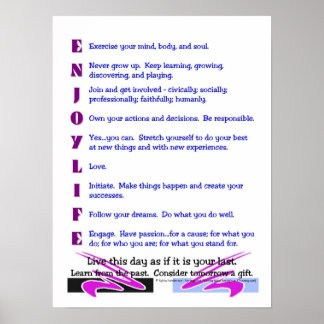 Póster Poster: "Aproveite a vida"