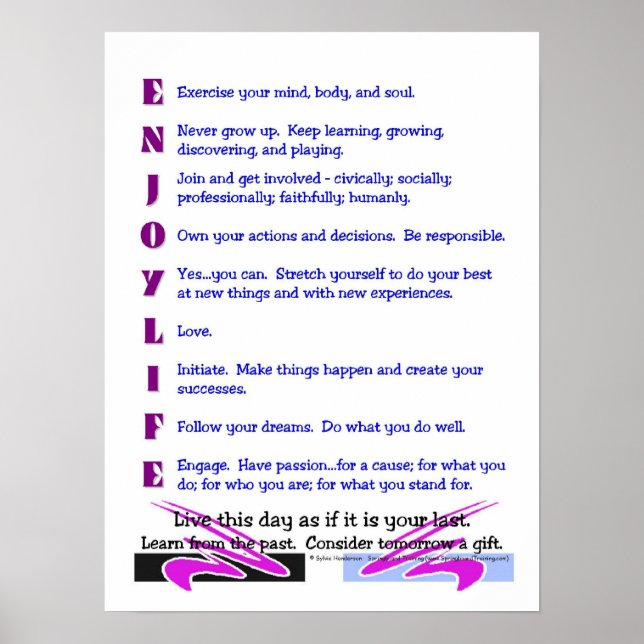 Póster Poster: "Aproveite a vida" (Frente)