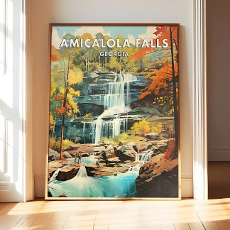 Poster Pôster Arte Amicalola Falls Geórgia, Presente Retr