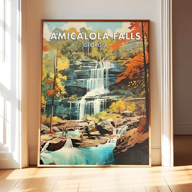 Poster Pôster Arte Amicalola Falls Geórgia, Presente Retr (Criador carregado)