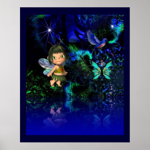Póster Pôster Arte Fantasia Estrela Garota Anjo