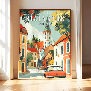 Poster Pôster Arte Impressa Bialystok Polônia, Cidade Ret