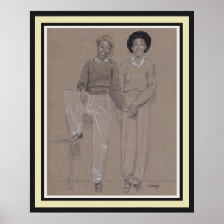 Póster Poster, arte original de dois homens negros da déc