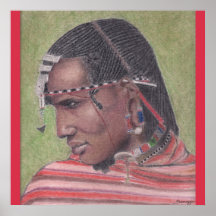 Poster, Arte Original do Guerreiro Africano Maasai