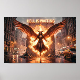 Poster Pôster Asas Infernais em Ruína Iluminada pela Chuv