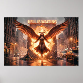 Poster Pôster Asas Infernais em Ruína Iluminada pela Chuv