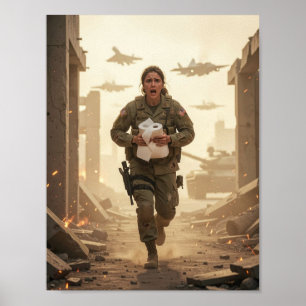 Poster Pôster Através das Cinzas e do Absurdo Ela Corre