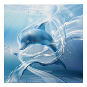 Póster Poster azul do golfinho
