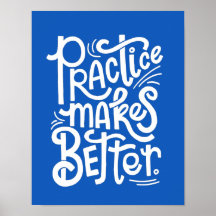 Pôster Azul Personalizável Prática Torna Melhor