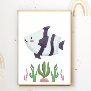 Poster Pôster Berçário de Peixes Decoração de Sala de Cri