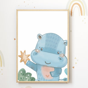 Poster Pôster Berçário Hipopótamo Decoração Quarto Infant