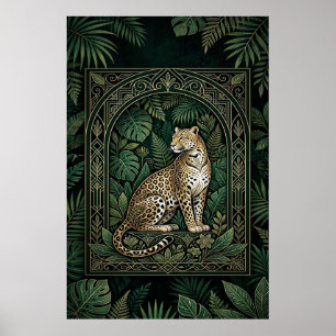Poster Pôster Botânico Boho Leopardo   Arte de Linha Dour