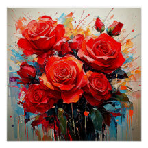 Poster brilhante - A Trabalho de arte Rosa vermelh