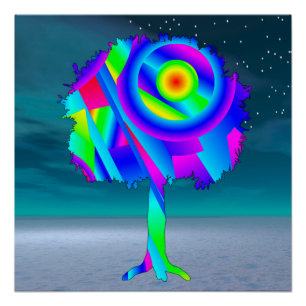 Póster Poster brilhante da árvore arco-íris