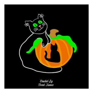 Póster Poster brilhante de abóbora de gato preto