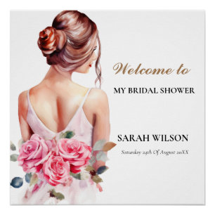 Póster Poster brilhante de Casamento Cor de Água Rosa Mod