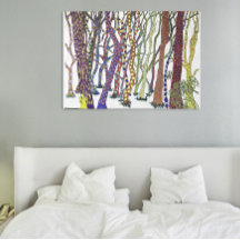 Poster brilhante de floresta louca e colorida feli