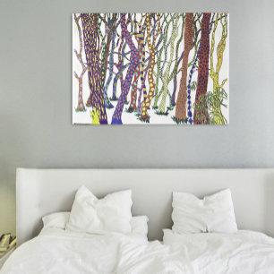 Póster Poster brilhante de floresta louca e colorida feli