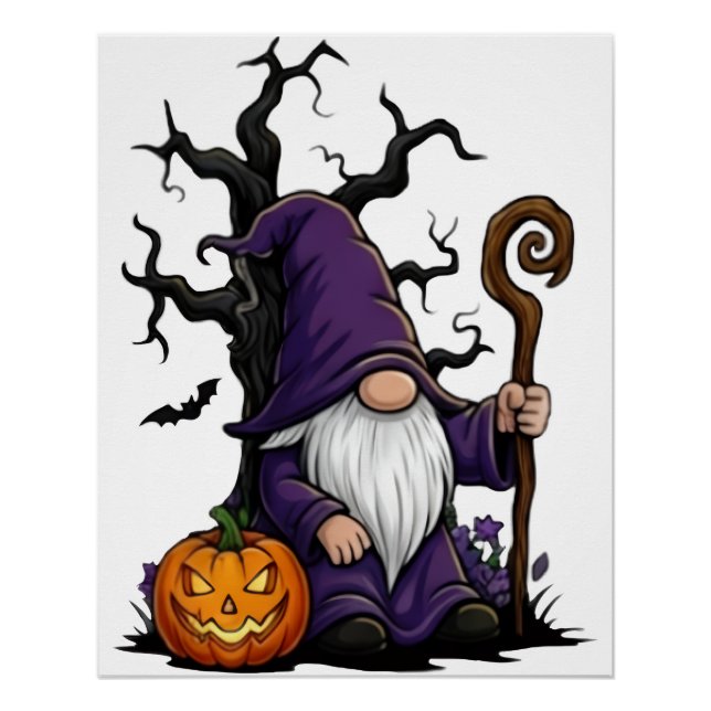 Póster Poster Brilhante de Gnome de Halloween (Frente)