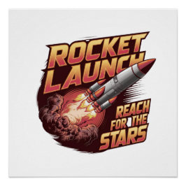 Póster Poster brilhante de lançamento do foguete vívido e