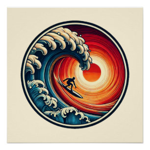 Póster Poster brilhante de onda solar do surfista