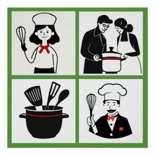 Póster Poster brilhante do cozinhar Quartet