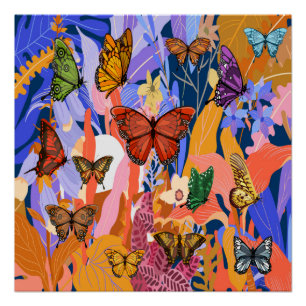 Póster Poster brilhante do Jardim Butterfly