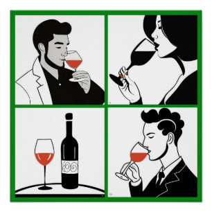 Póster Poster brilhante do quarteto de vinhos