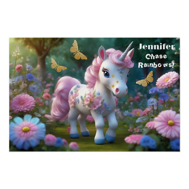 Póster Poster brilhante do Unicórnio bonito (Frente)