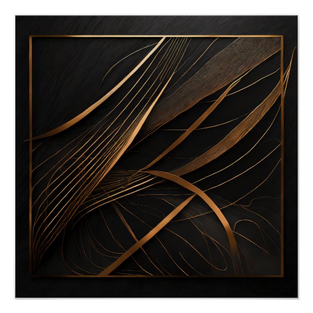 Póster Poster brillant Ligne cuivrées sur noir (Frente)