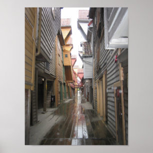 Poster Poster: Bryggen Walkway, Bergen, Noruega