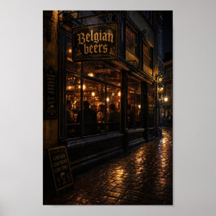 Poster Pôster Calor da Casa de Cerveja Belga à Meia-Noite