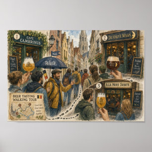 Poster Pôster Caminho da Cerveja Belga Através da Históri