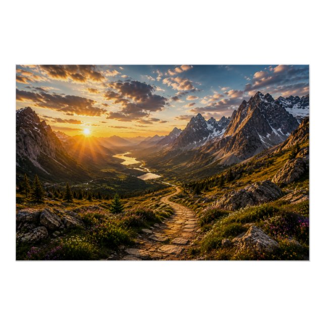 Póster Pôster Caminho Dourado Através das Montanhas (Frente)
