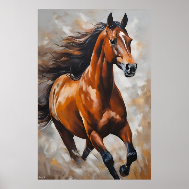 Poster Pôster | Cavalo | Estilo de pintura a óleo (Frente)