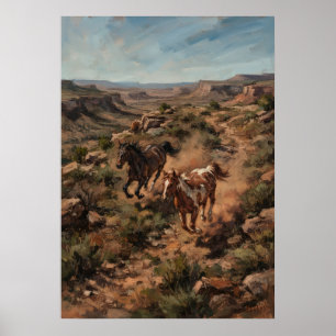 Poster Pôster Cavalos Selvagens do Deserto Canyon