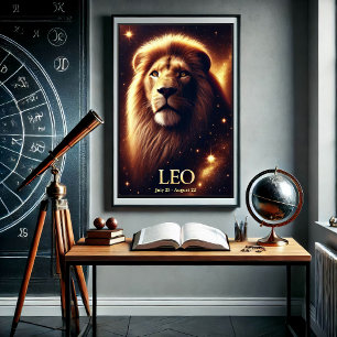 Poster Pôster Celestial do Zodíaco de Leão o Leão