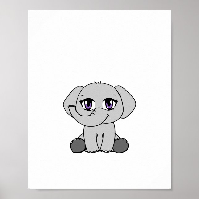 Poster Pôster Chibi de Elefante Bebê (Frente)