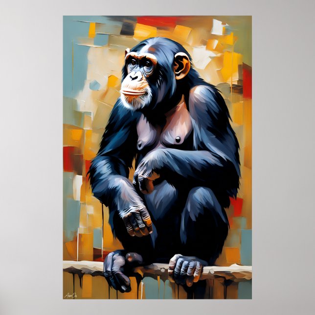 Poster Pôster | Chimpanzé | arte (Frente)