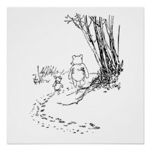 Pôster Clássico do Ursinho Pooh e Leitão Caminhand