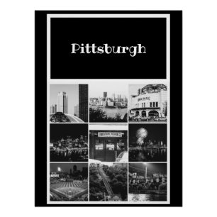 Póster Poster - colagem da foto de Pittsburgh B&W