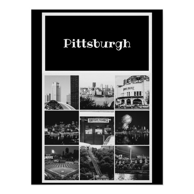 Póster Poster - Colagem de Fotos de Imagens de Pittsburgh (Frente)