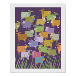 Póster Poster colorful cows
