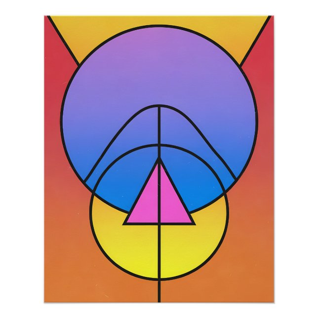 Póster Pôster Colorido de Círculos Geométricos Abstratos (Frente)