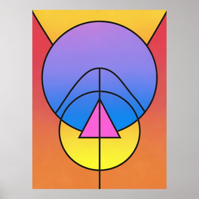 Poster Pôster Colorido de Círculos Geométricos Abstratos (Frente)