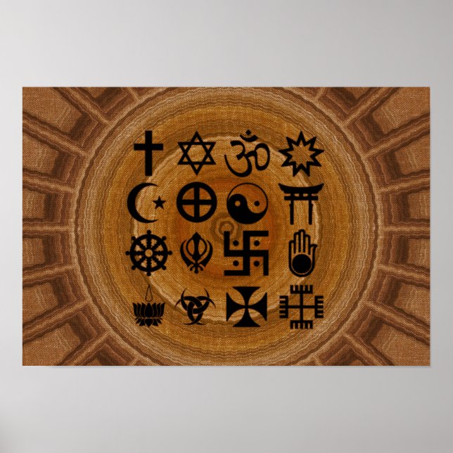 Poster Pôster com símbolos da religiões (Frente)