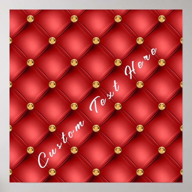 Poster Pôster com Tufo Vermelho e Dourado com Texto Perso (Frente)