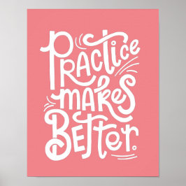 Poster Pôster Cor-de-Rosa Personalizável Prática Leva à P